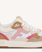 Baskets Cuir Suède Blanc Et Rose Grisé