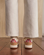 Baskets Cuir Suède Blanc Et Rose Grisé