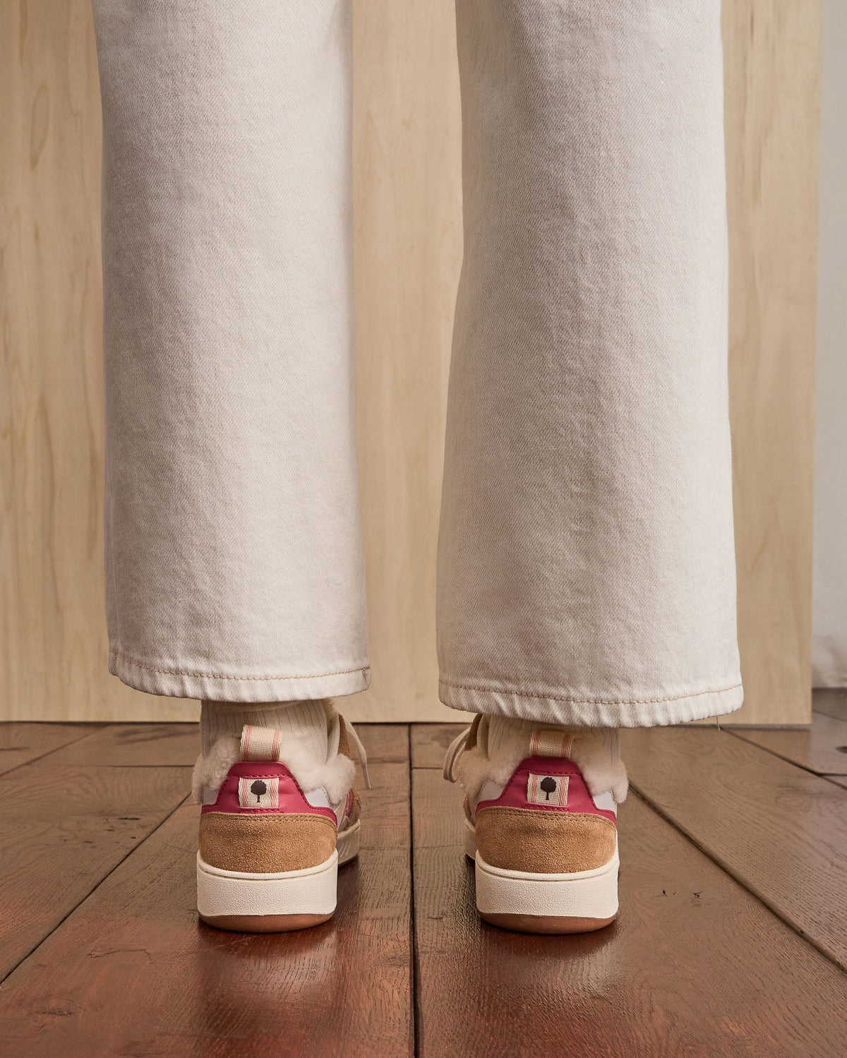 Baskets Cuir Suède Blanc Et Rose Grisé