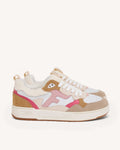 Baskets Cuir Suède Blanc Et Rose Grisé
