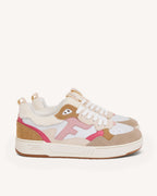 Baskets Cuir Suède Blanc Et Rose Grisé