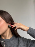 Boucles D’Oreilles Vintage - Émail Vert Et Strass