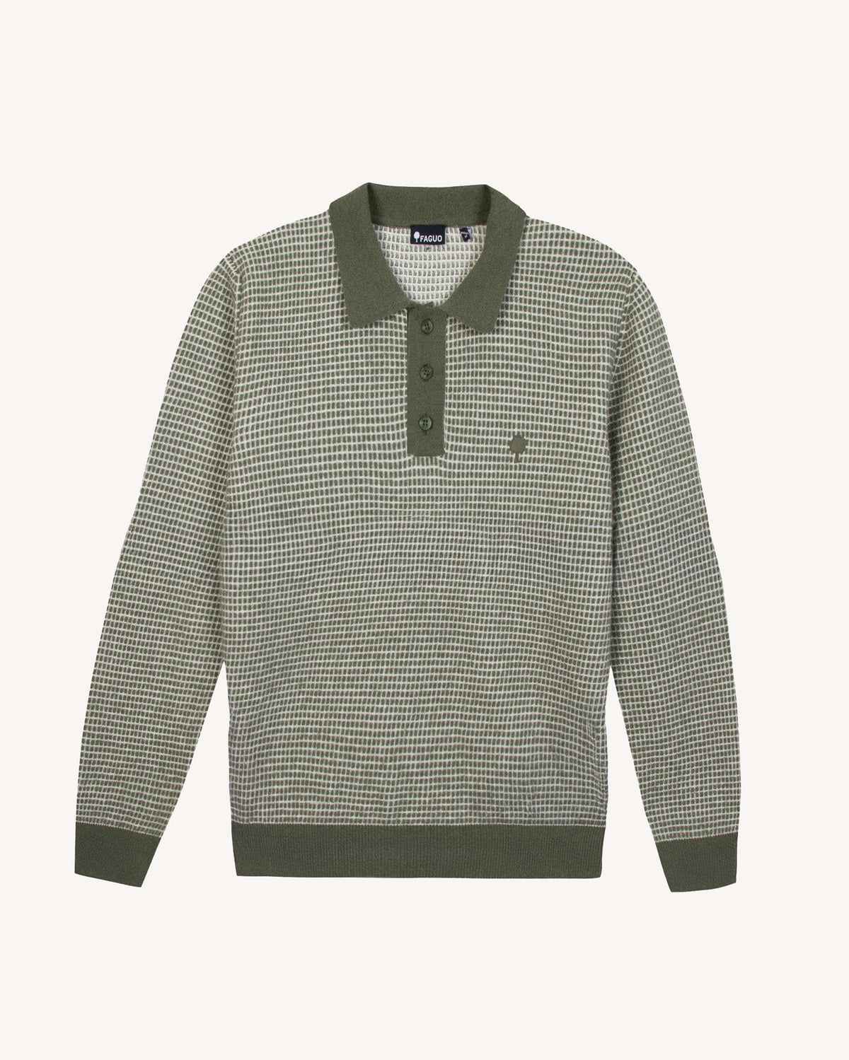 Maglione camionista in lana verde ed écru