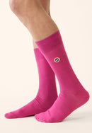 Lot De 3 Chaussettes Mi-Hautes En Coton - Chaussettes Fuchsia Demibloc Prune Fuchsia Noir
