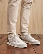 Zapatillas de cuero y ante crema y óxido