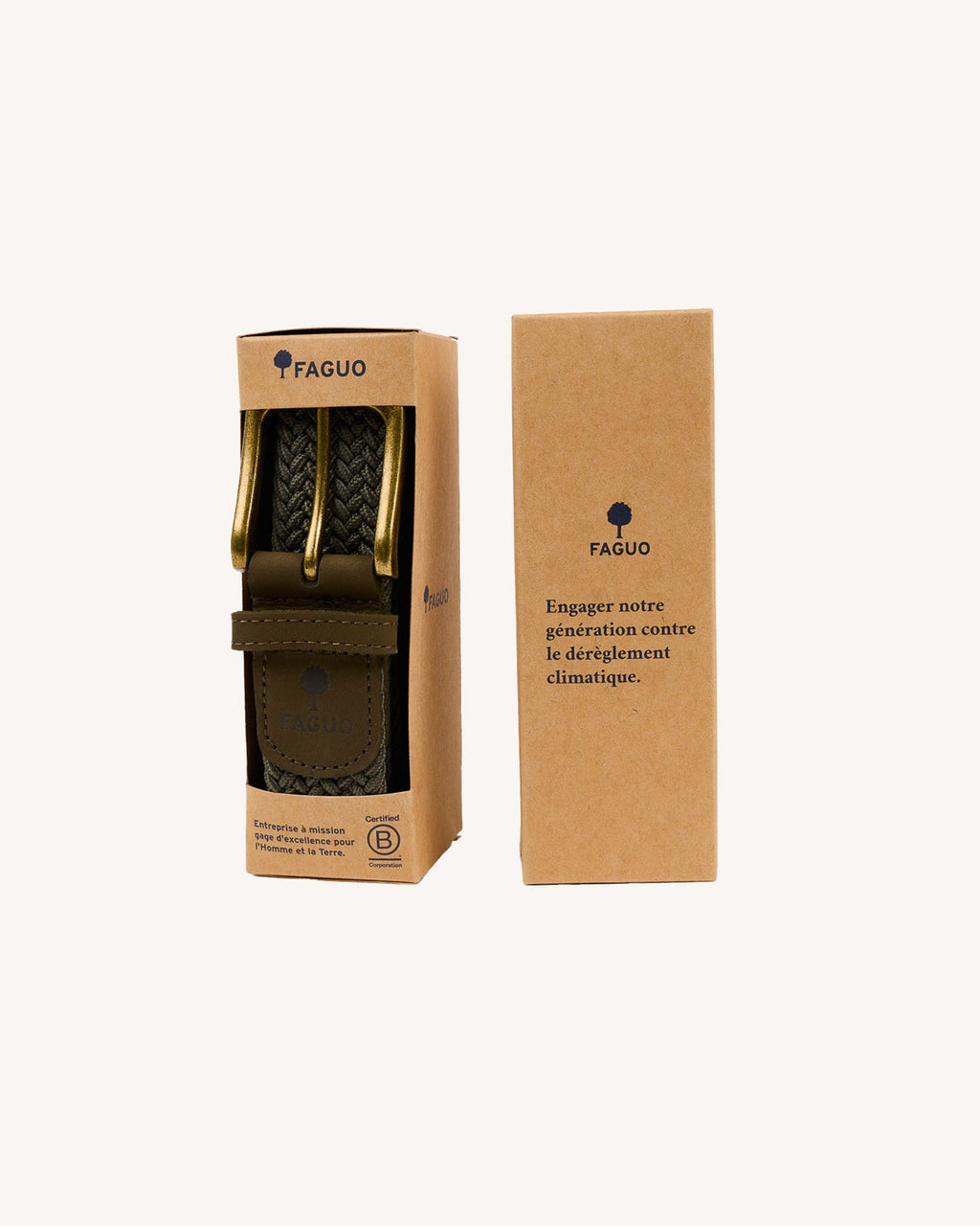 Ceinture Tressée Vert Olive Foncé