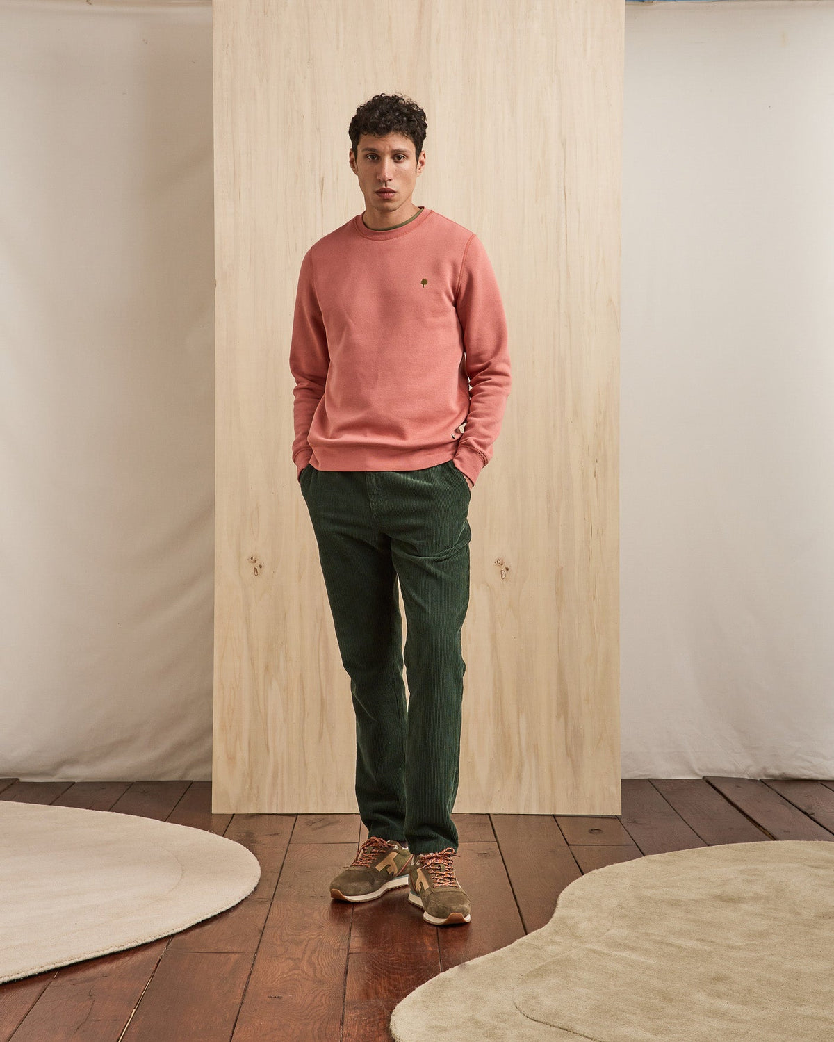 Pantalon Taille Élastique Vert Foncé