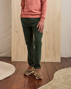 Pantalon Taille Élastique Vert Foncé