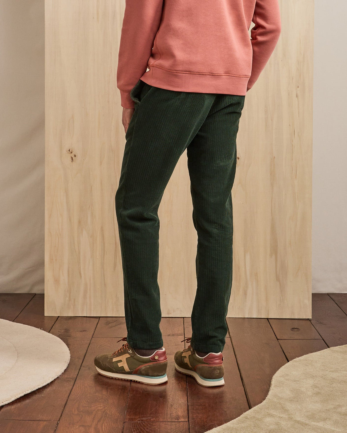 Pantalon Taille Élastique Vert Foncé