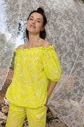 La Blouse Brigitte Broderie Anglaise Jaune Citron