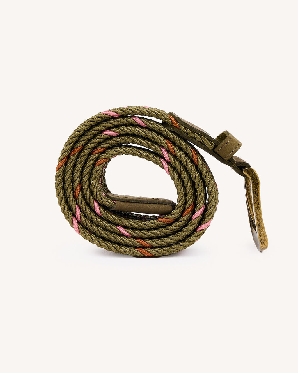 Cintura intrecciata kaki e rosa