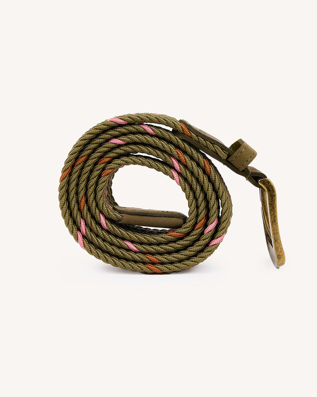 Cintura intrecciata kaki e rosa