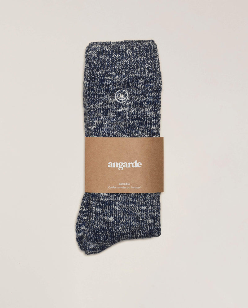 navy blue mottled men's sock Angarde packshot rider