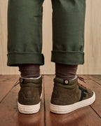 Khaki High-Top Suede Leather Trainers
