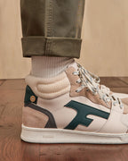 Sneakers alte in pelle crema e verde