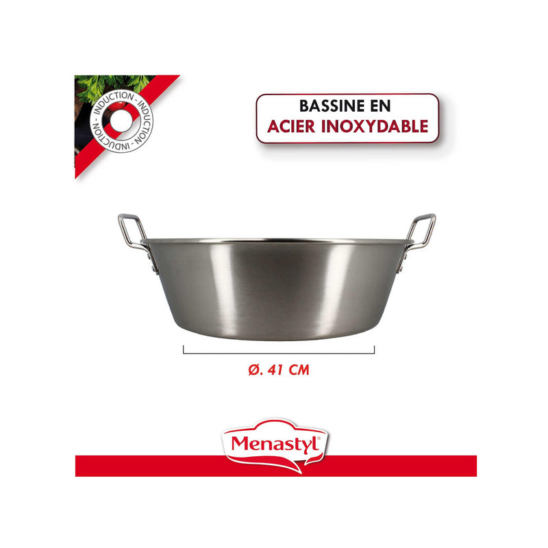 Stainless Steel Basin with Handles - Ø41cm