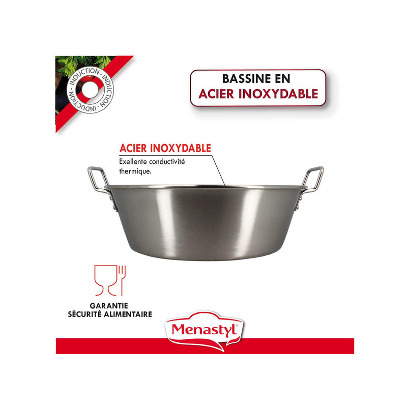 Stainless Steel Basin with Handles - Ø41cm