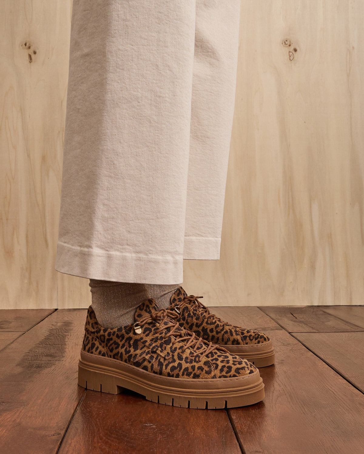 Leopard Leather and Suede Shoes