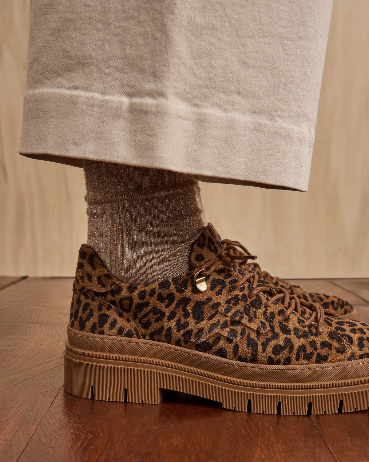Leopard Leather and Suede Shoes