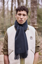 Sciarpa in lana blu navy e blu