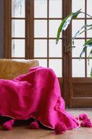 Plaid Berbère Pompon Rose Fushia