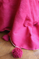 Plaid Berbère Pompon Rose Fushia