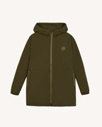 Parka impermeable verde oliva oscuro