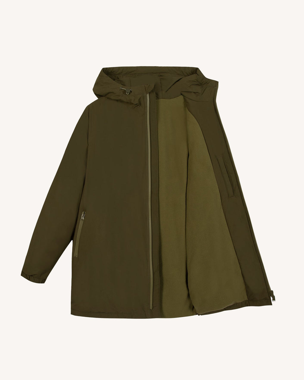 Parka impermeable verde oliva oscuro