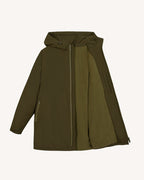 Parka impermeable verde oliva oscuro