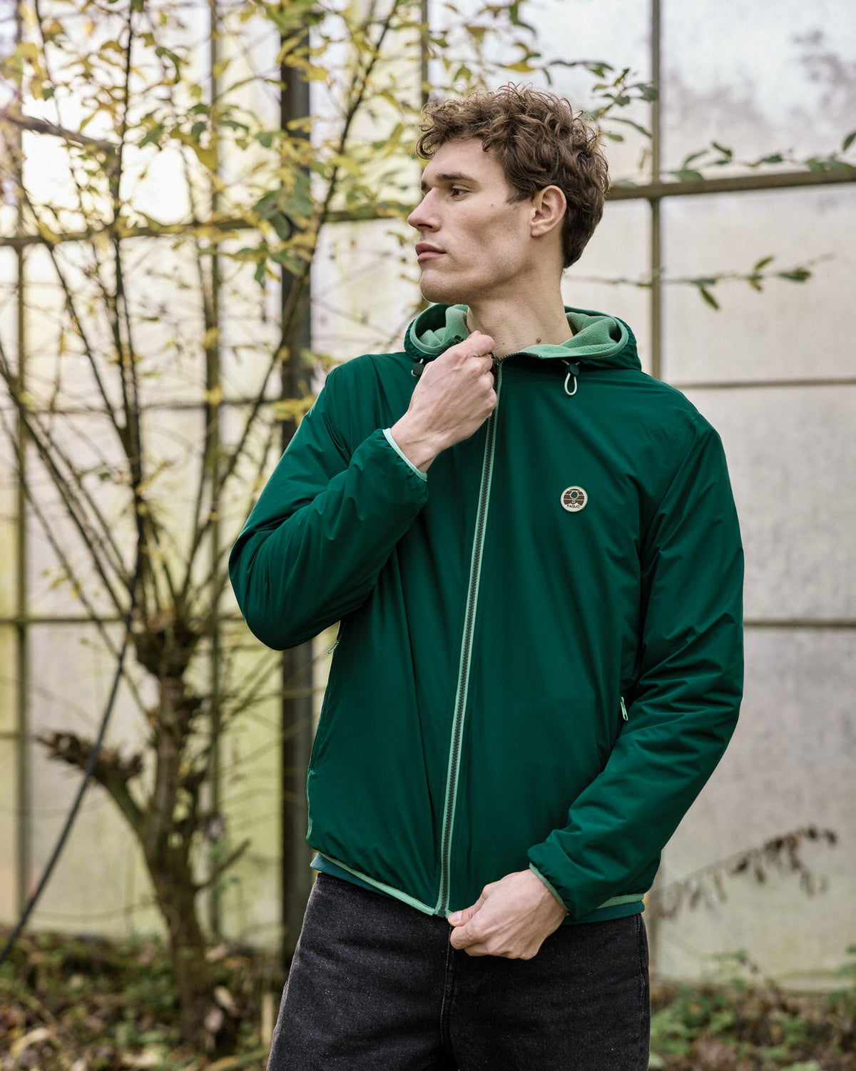 Veste Imperméable Réversible Vert Sapin