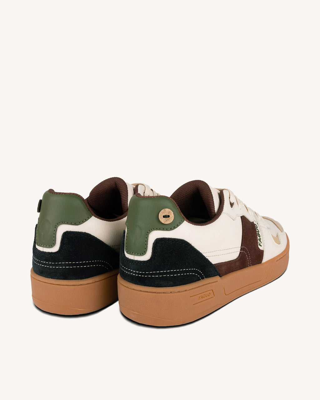 Zapatillas de piel y ante crudo, marrón y caqui