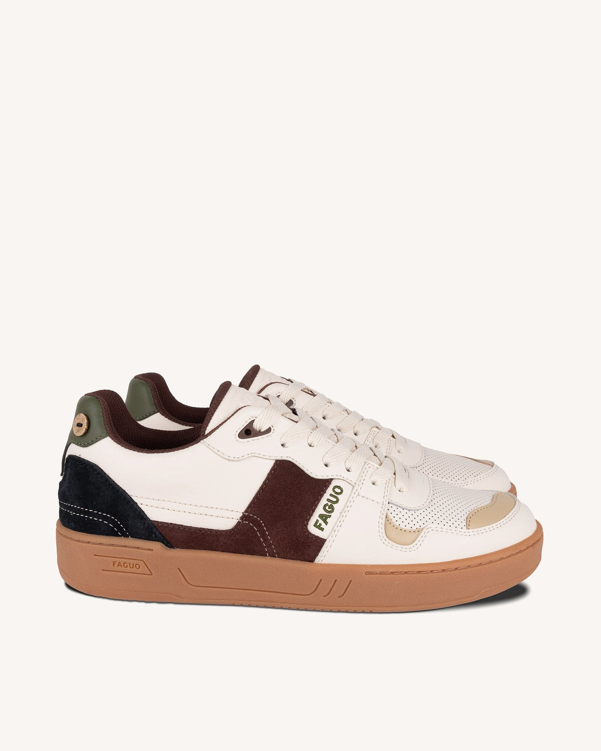 Zapatillas de piel y ante crudo, marrón y caqui