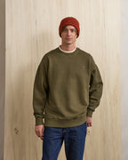 Sweat Col Rond Vert Olive Foncé