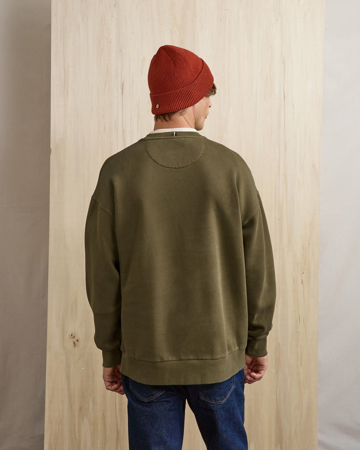 Sweat Col Rond Vert Olive Foncé