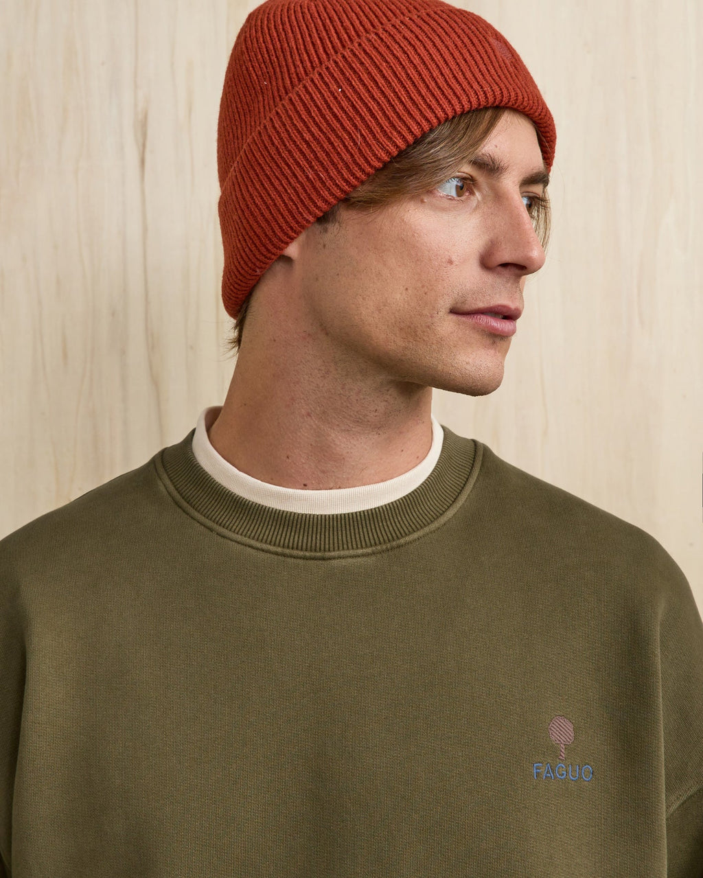 Sweat Col Rond Vert Olive Foncé