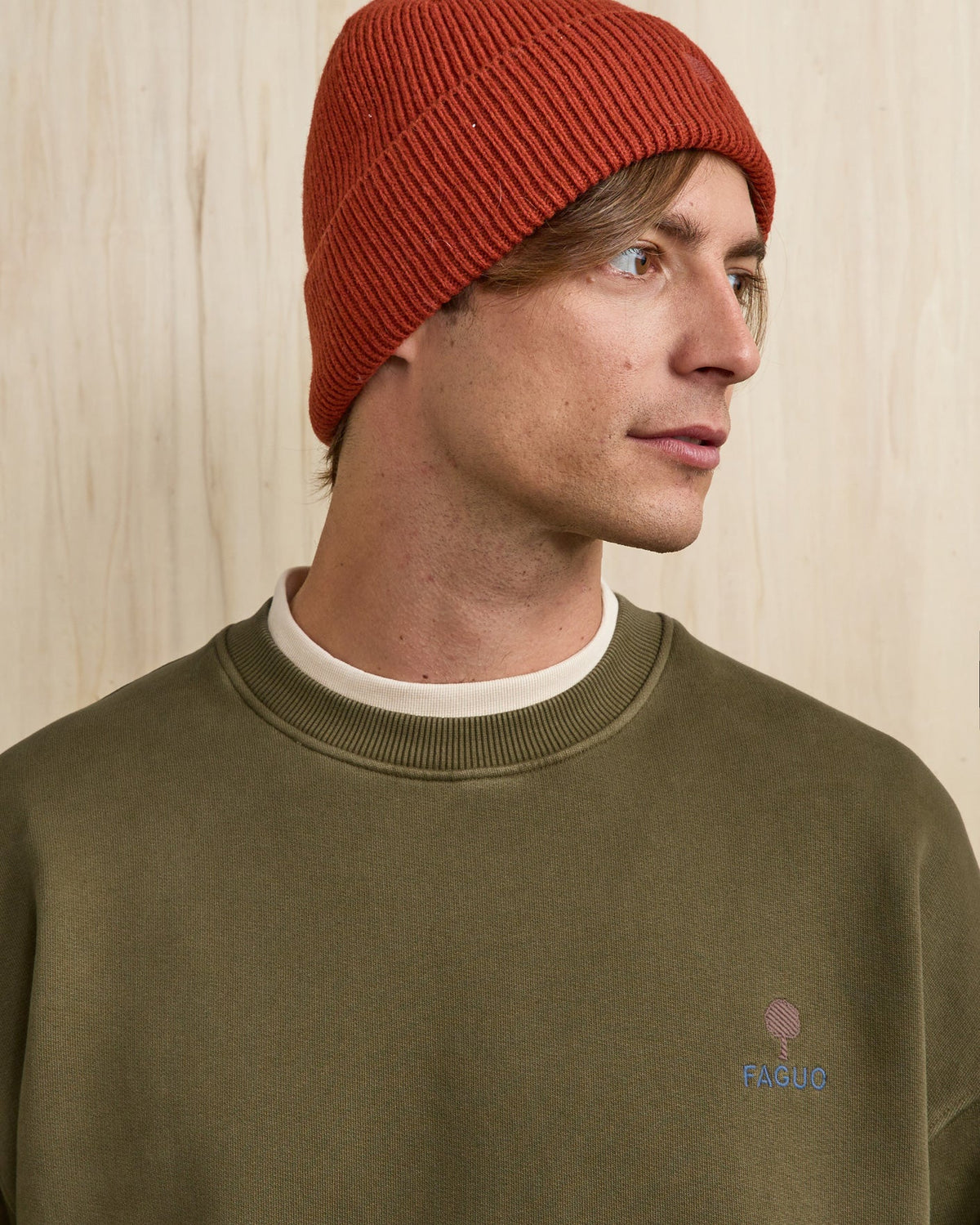 Sweat Col Rond Vert Olive Foncé