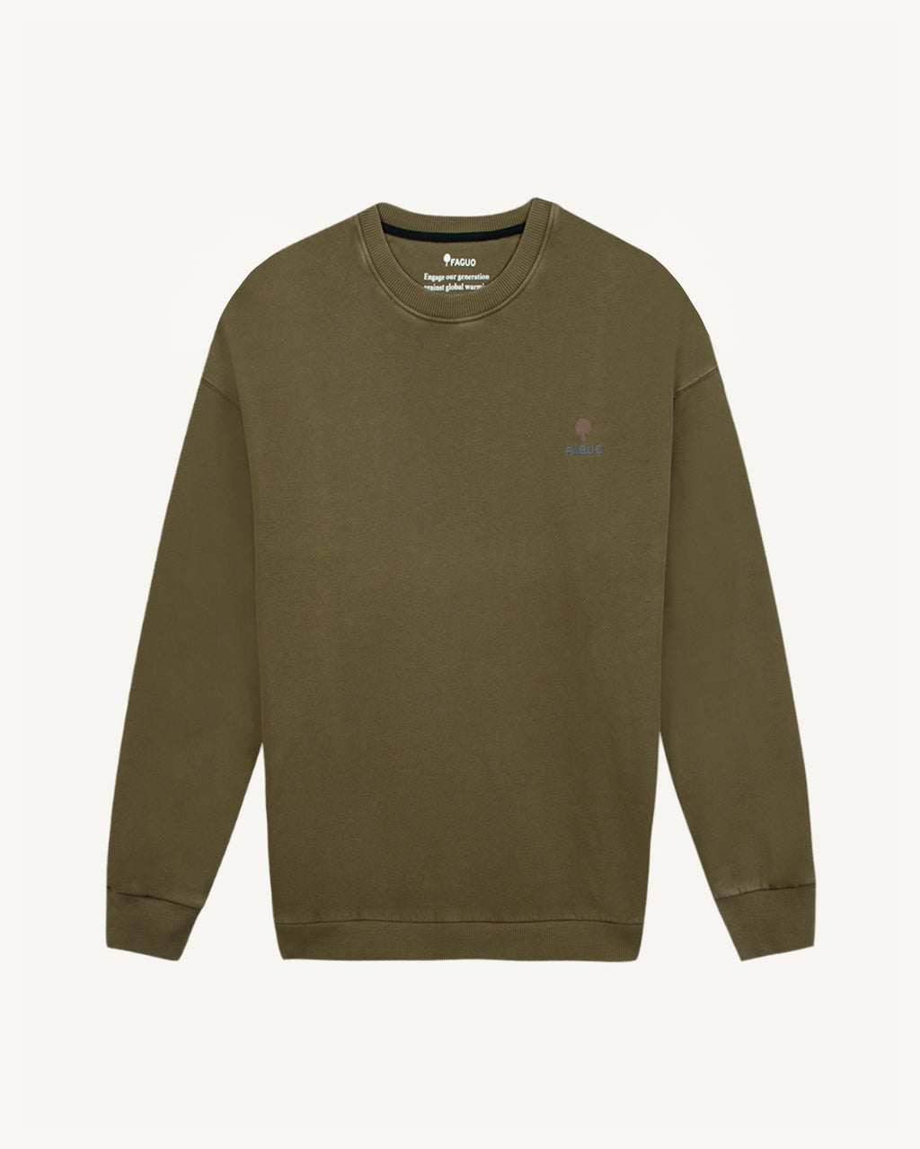 Sweat Col Rond Vert Olive Foncé