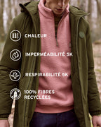 Parka impermeable verde oliva oscuro