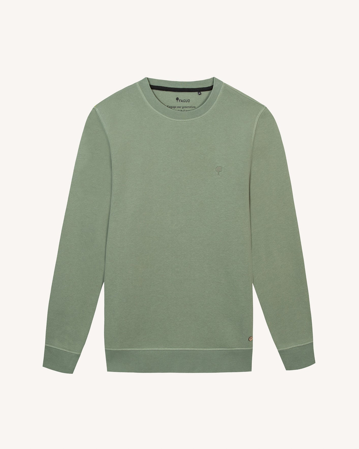 Sudadera de cuello redondo caqui claro