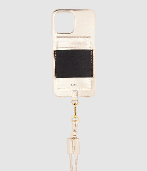 Elaow - Coque Porte-Cartes Cordon Cuir Platine - Mixte
