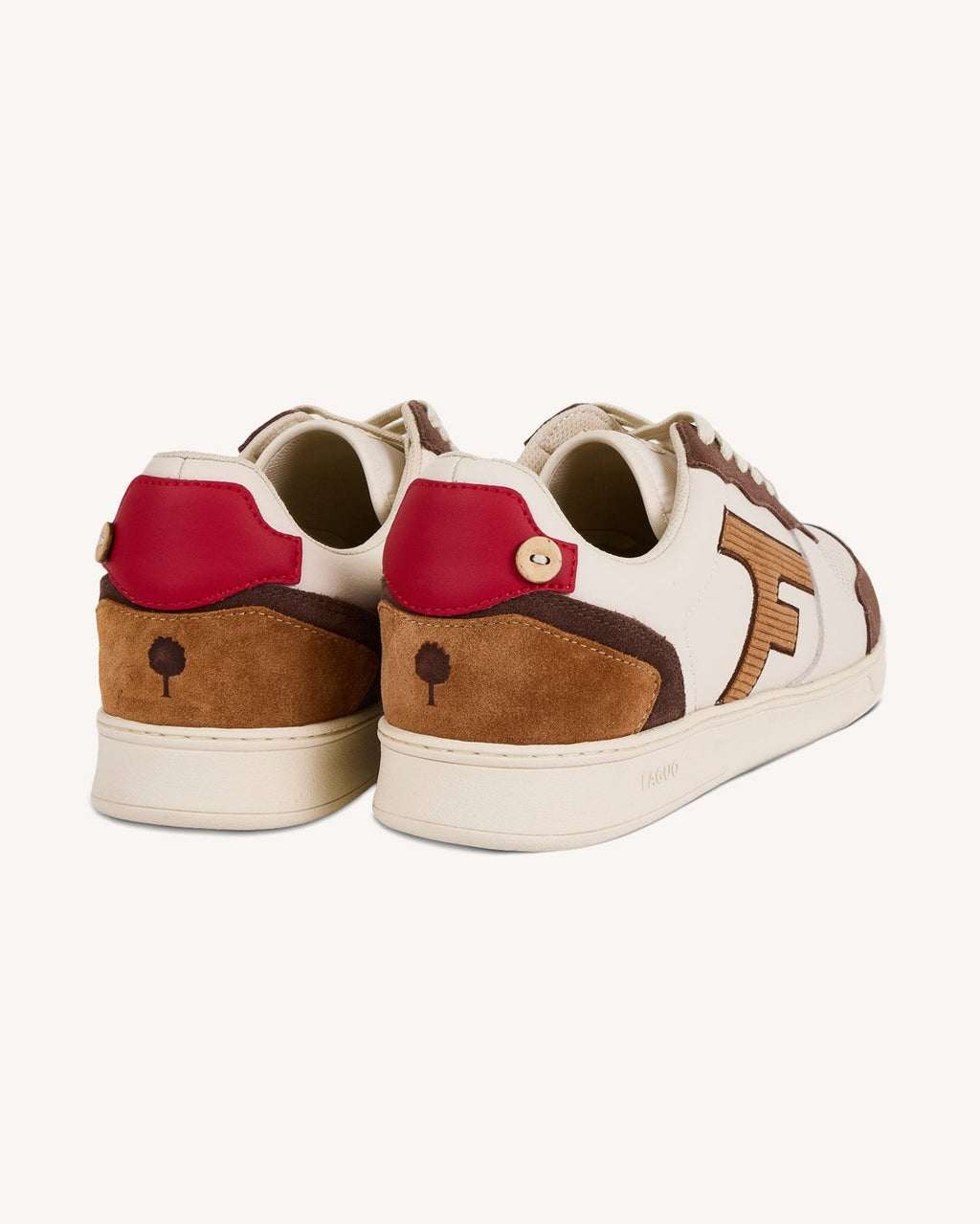 Ecru and Brown Suede Leather Trainers