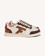 Ecru and Brown Suede Leather Trainers