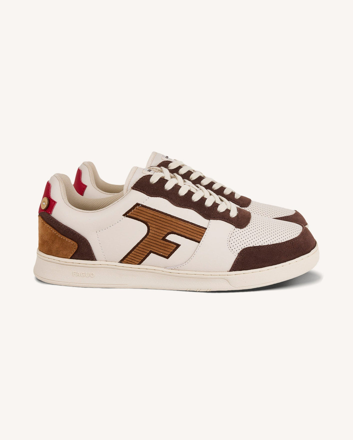 Ecru and Brown Suede Leather Trainers