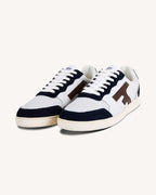 White And Blue Leather Trainers