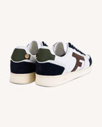 White And Blue Leather Trainers