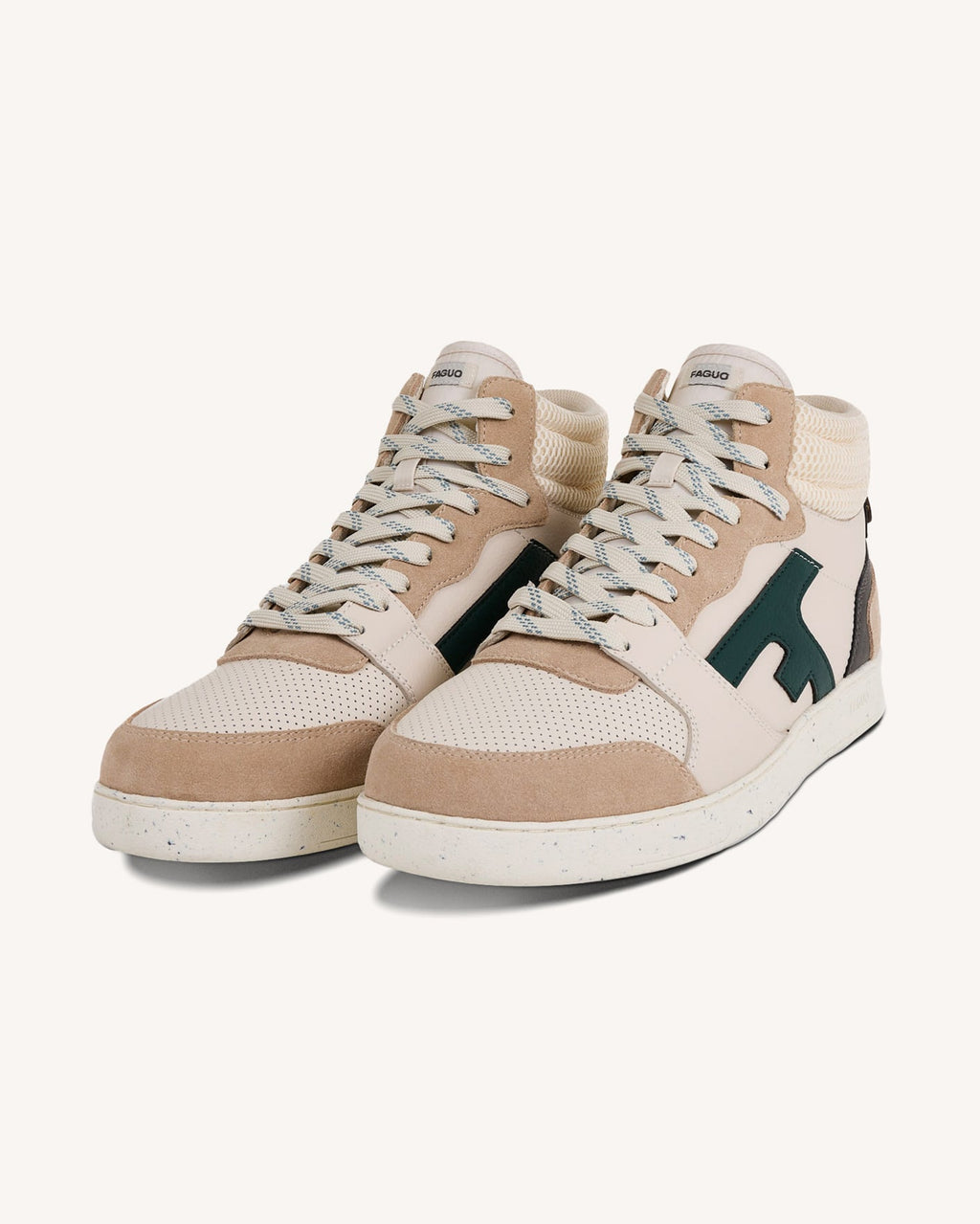 Sneakers alte in pelle crema e verde