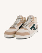 Sneakers alte in pelle crema e verde