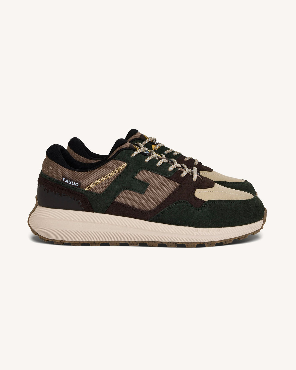 Sneakers verde scuro e tortora