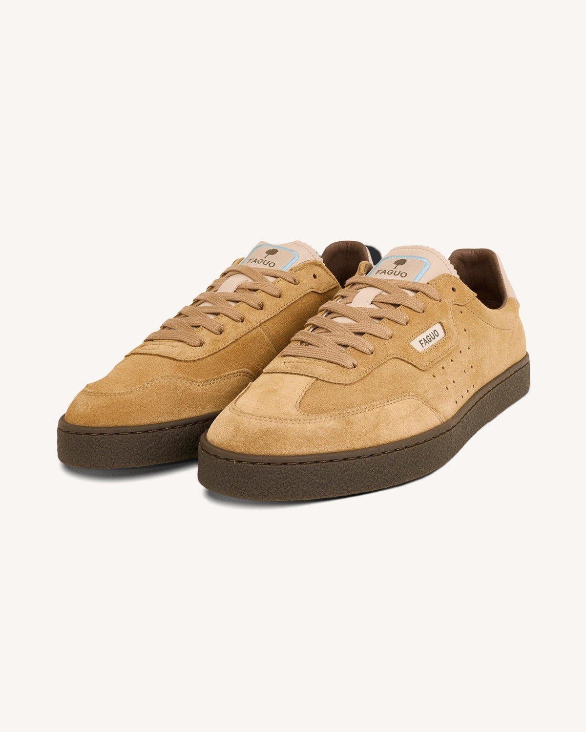 Baskets Cuir Suède Camel Et Marron