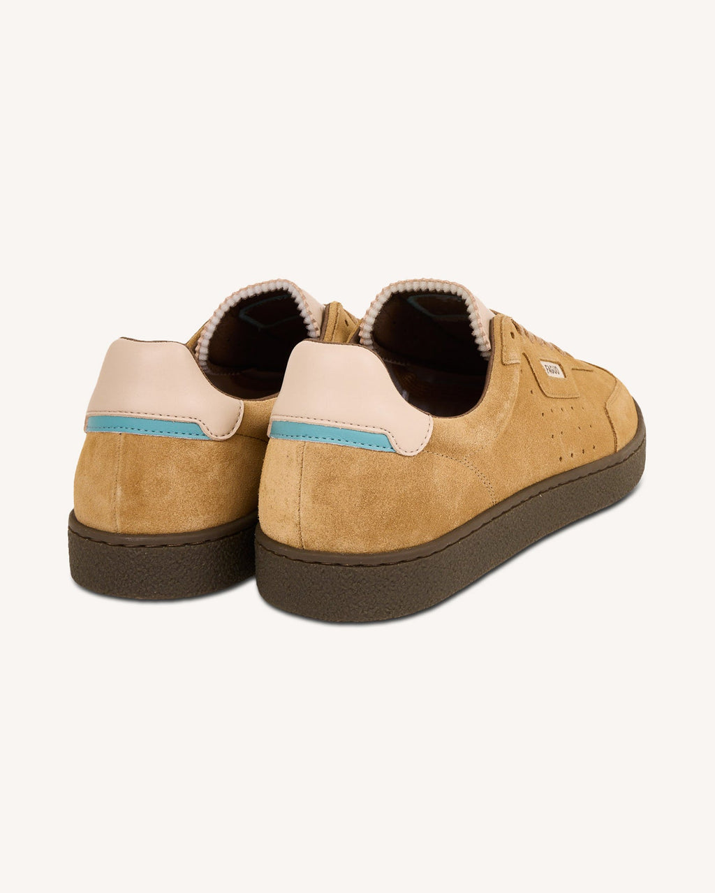 Baskets Cuir Suède Camel Et Marron